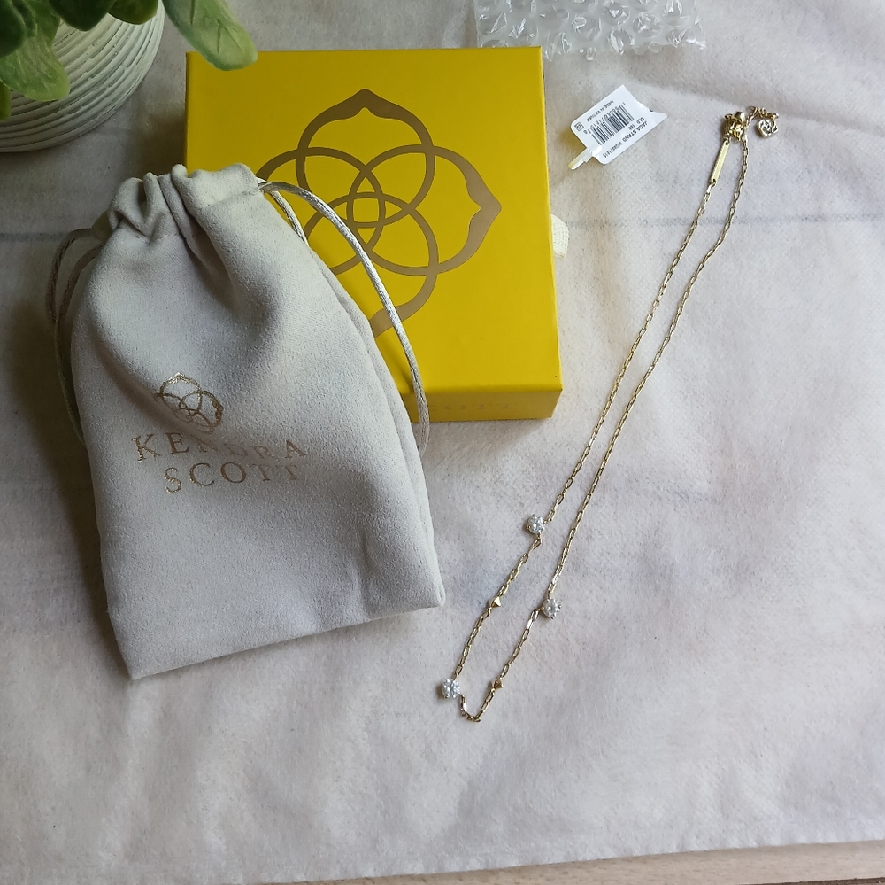Kendra Scott Gold Necklace with White Crystal Accents! Comes with Box & Dust Bag - Picture 5 of 6